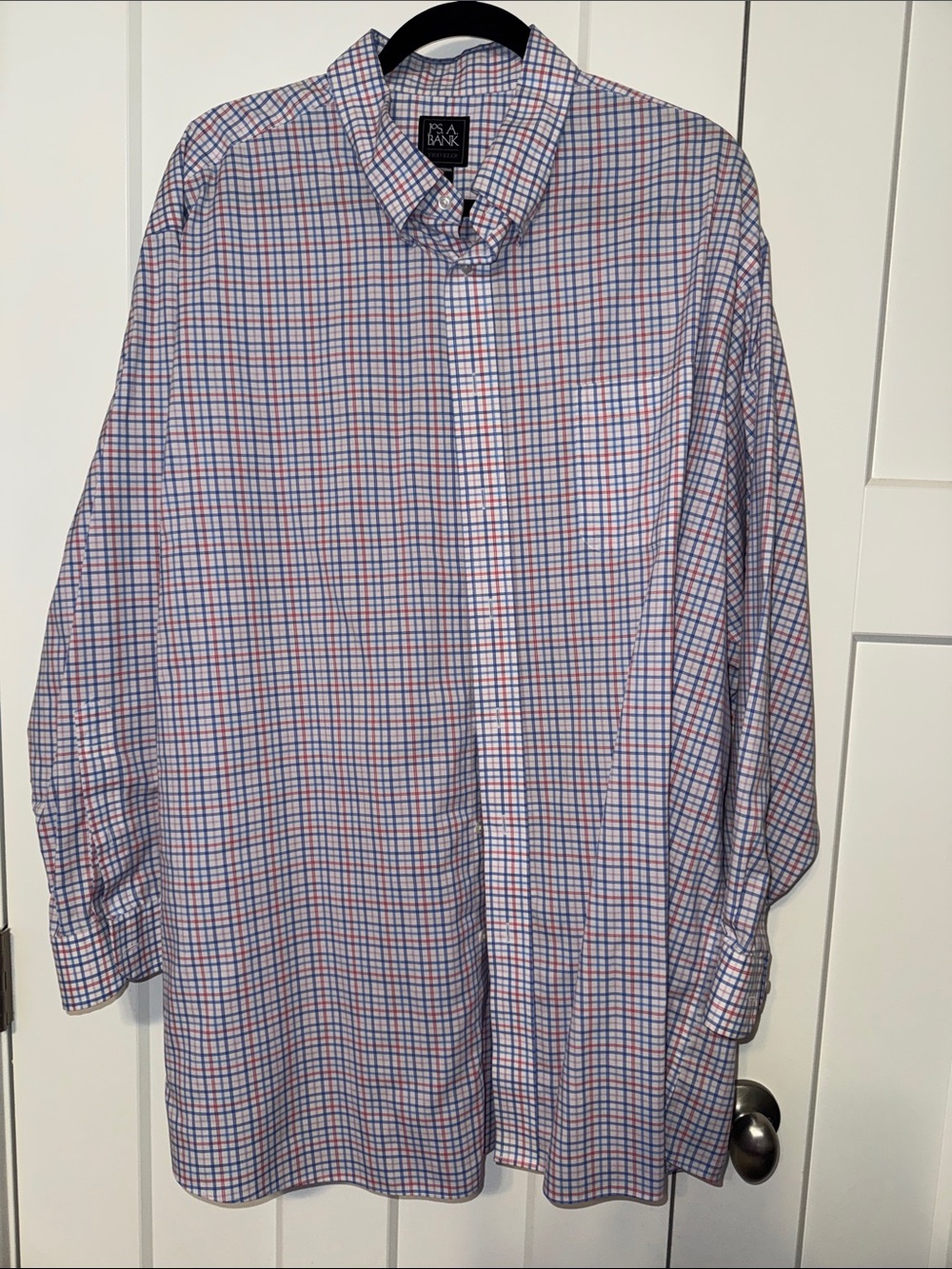 Jos. A. Bank Blue and Red Windowpane Button-Down Shirt